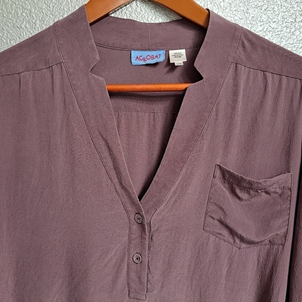 Acrobat Mauve 100% Silk Blouse Size XS - Picture 6 of 13